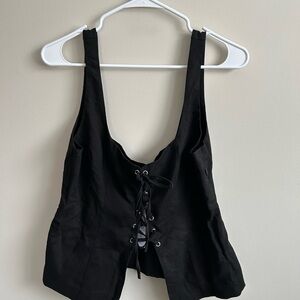 Dynamite Black Lace-Up Tank Top